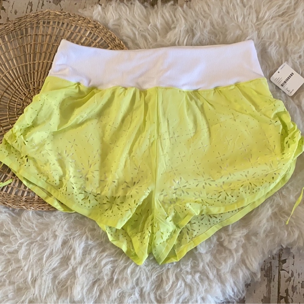 Free people movement like green eyelet cinch short